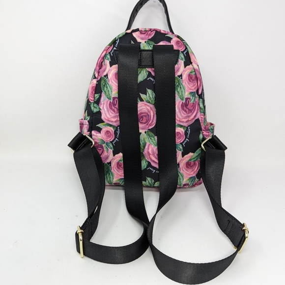 Juicy Couture Multi Rose Fabric Backpack & Heart Shaped Coin Purse - Picture 3 of 16